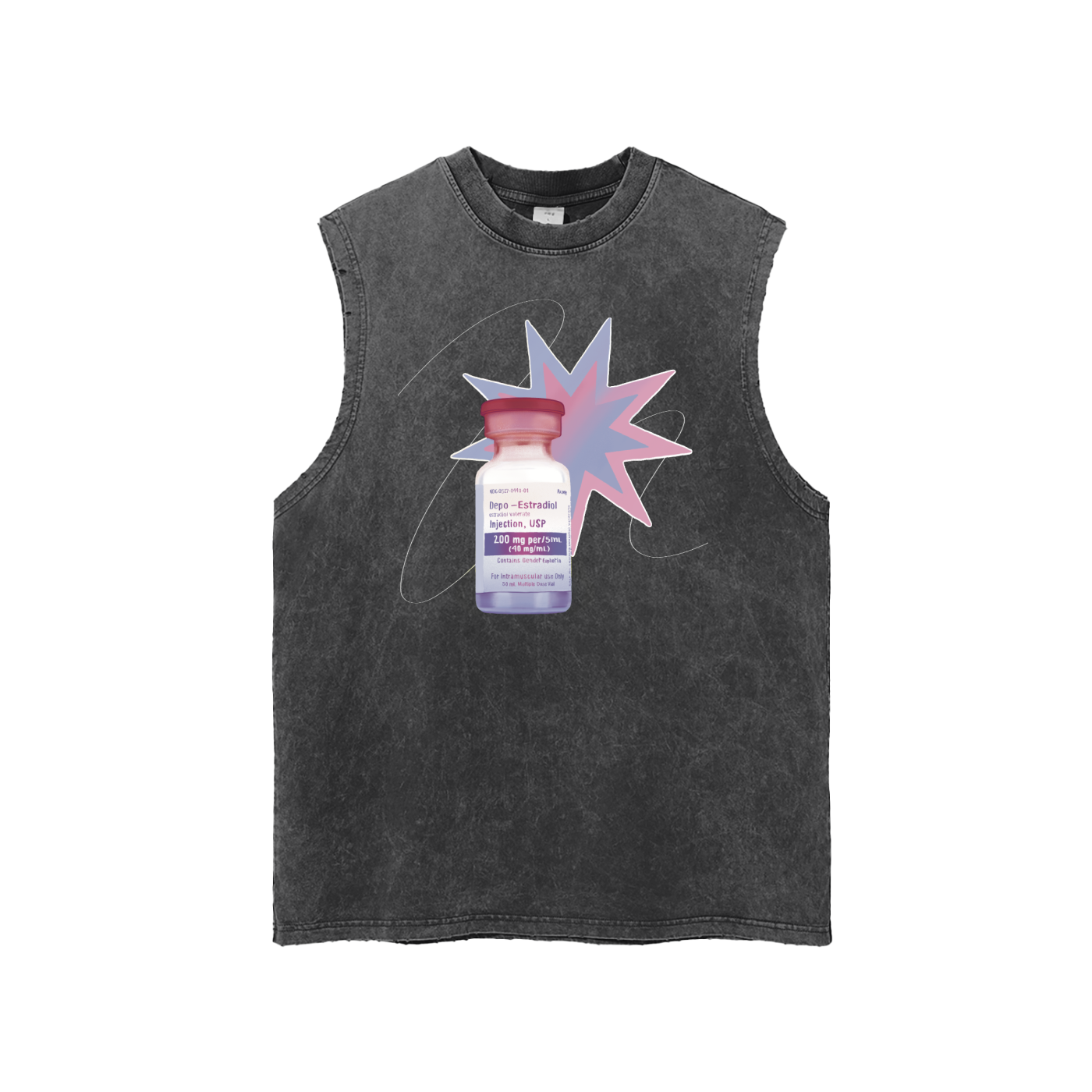 Estradiol Snow Washed Frayed Hem Tank Top