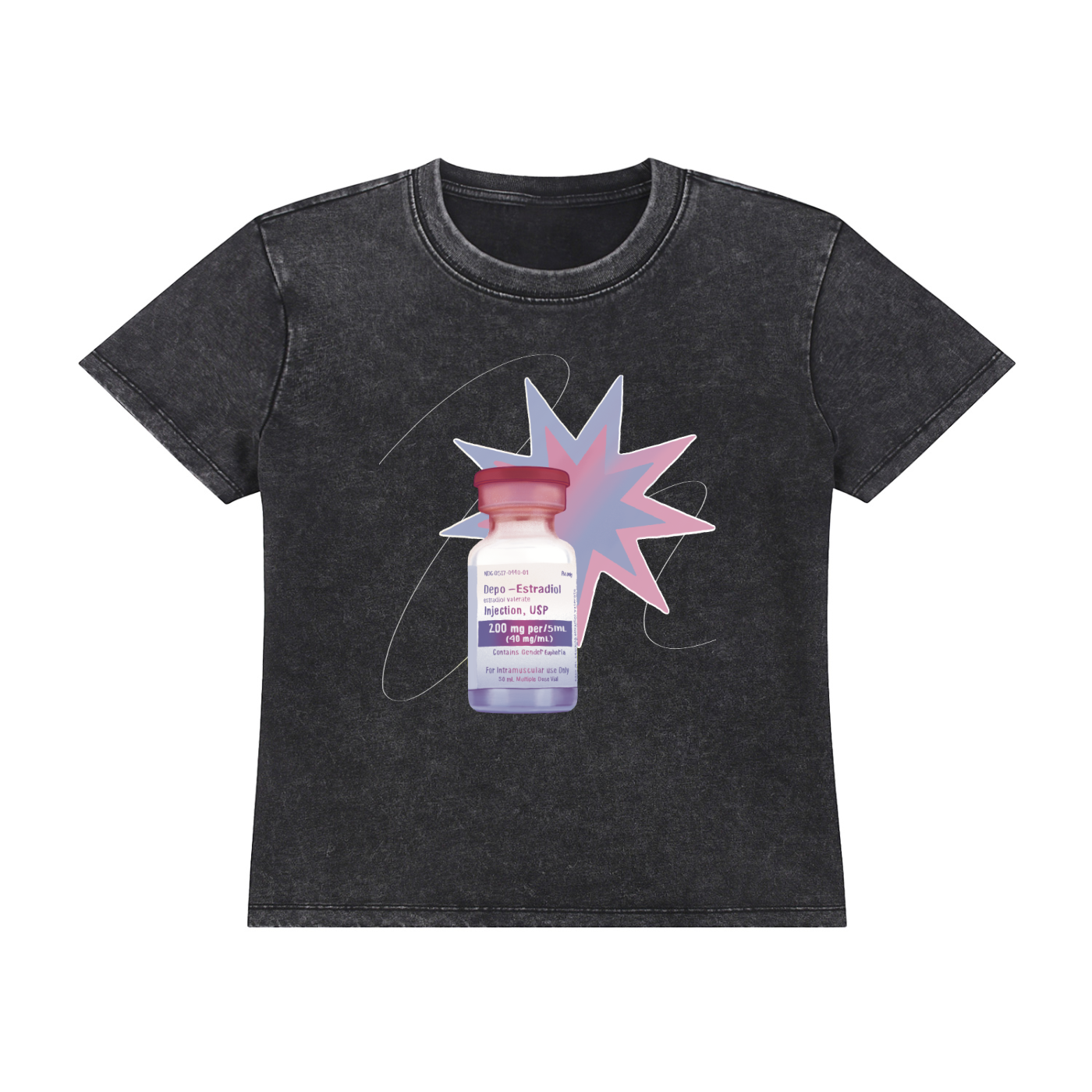 Estradiol Fitted Vintage Wash Drop Shoulder T-shirt