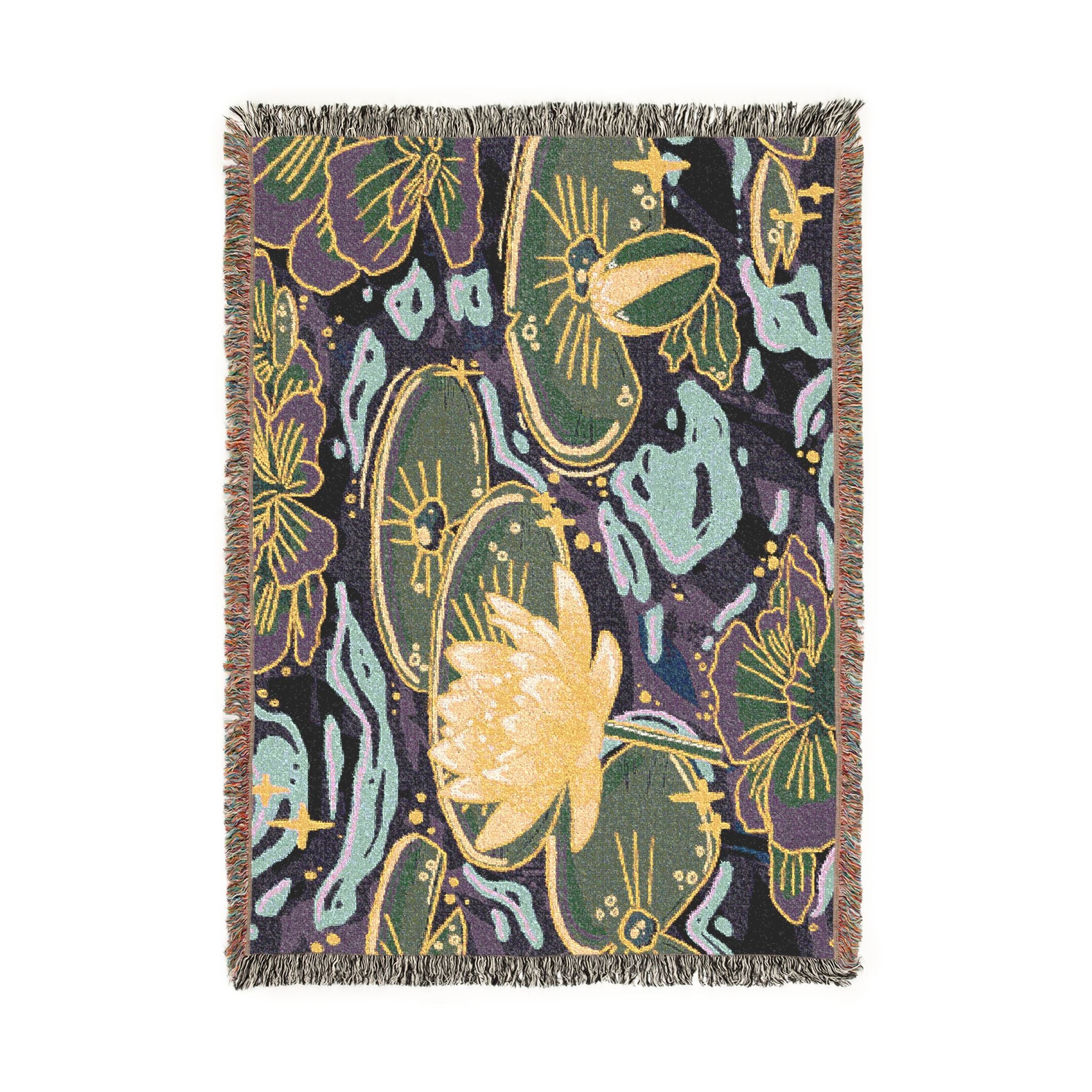 Lilies In Moonlight Woven Blanket