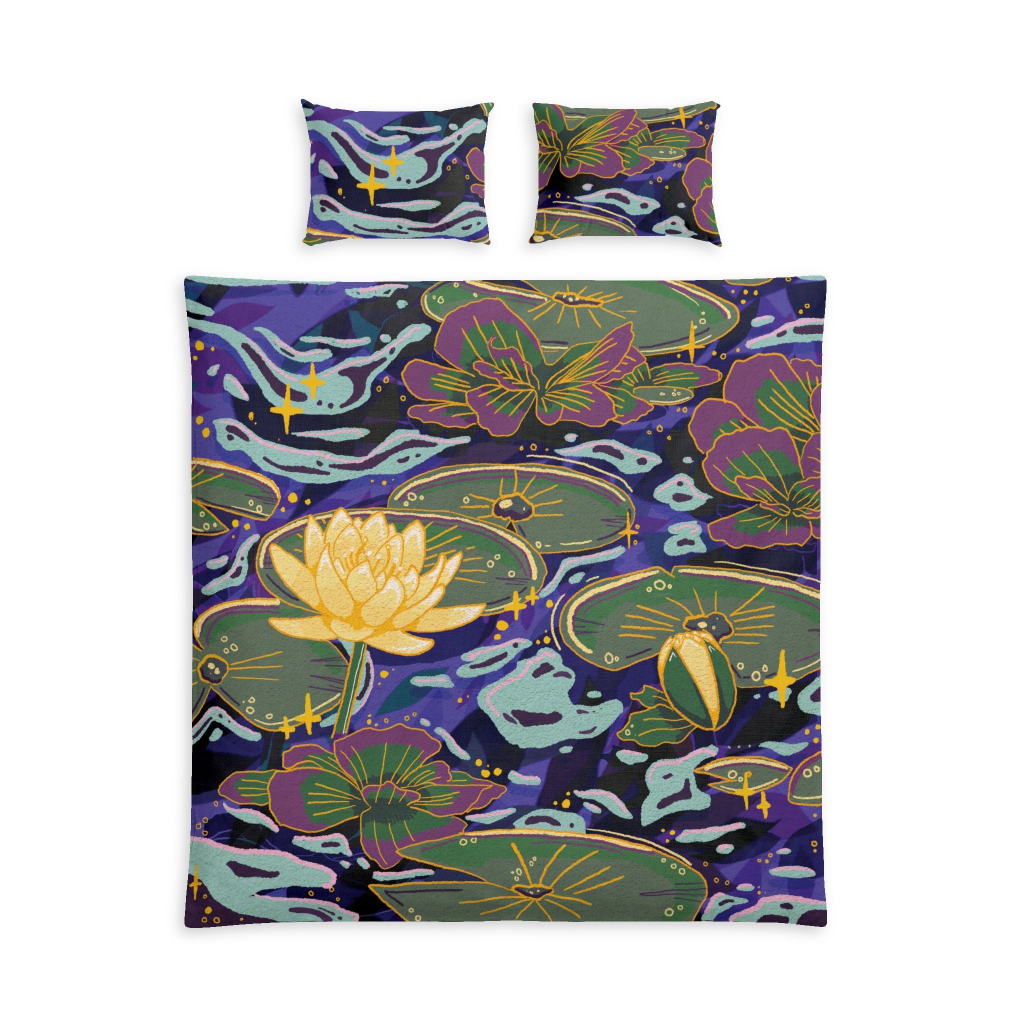 Lilies In Moonlight Cotton Bed Set
