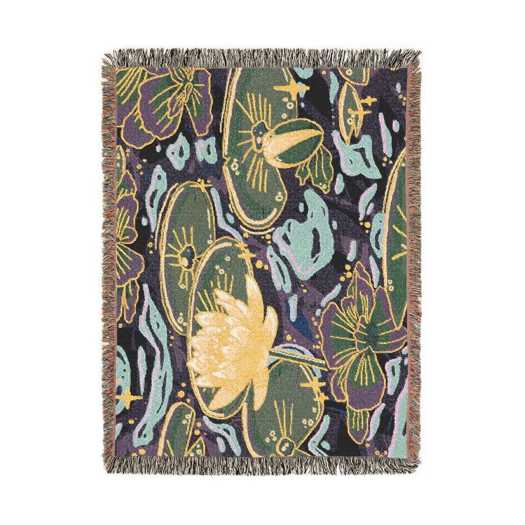 Lilies In Moonlight Woven Blanket