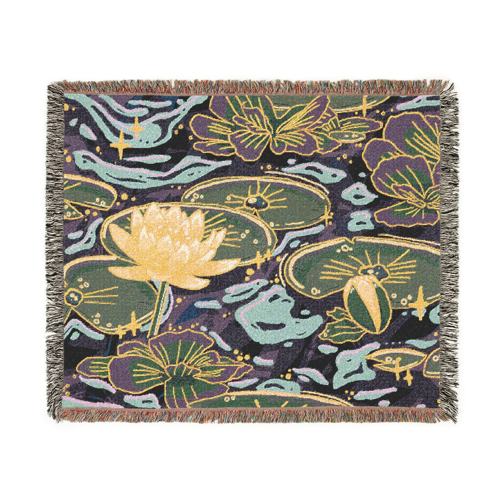Lilies In Moonlight Woven Blanket