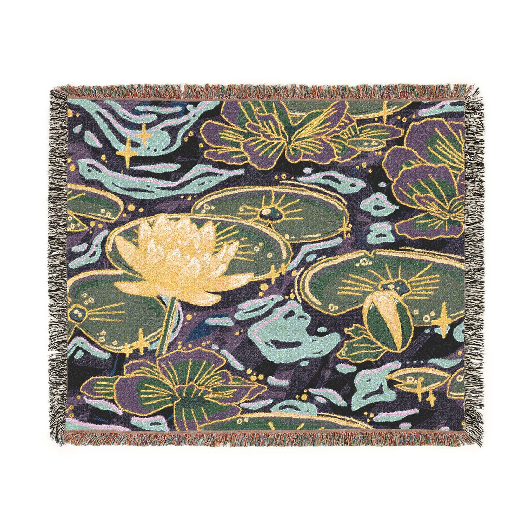 Lilies In Moonlight Woven Blanket