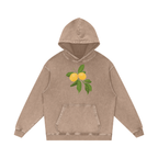 Lemon Snow Washed Loose Cotton Pull Over Hoodie