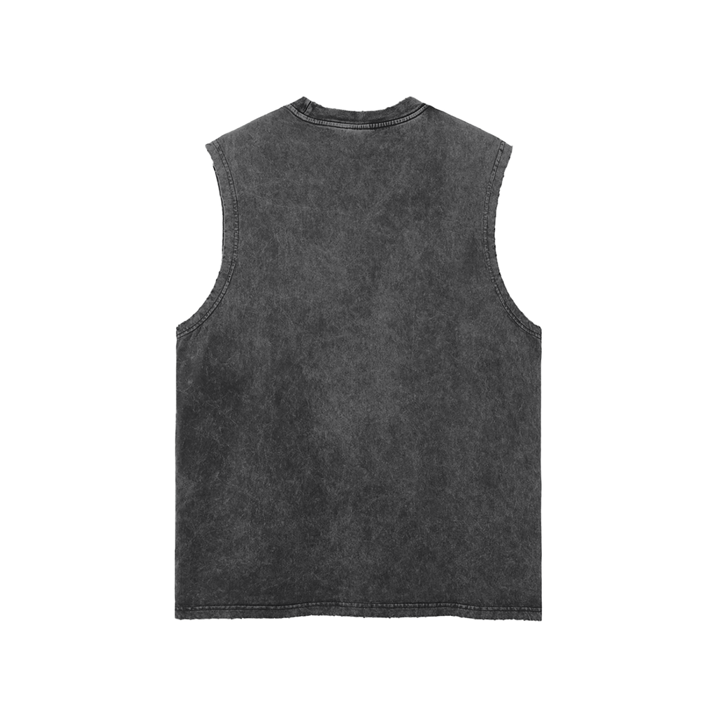 Estradiol Snow Washed Frayed Hem Tank Top