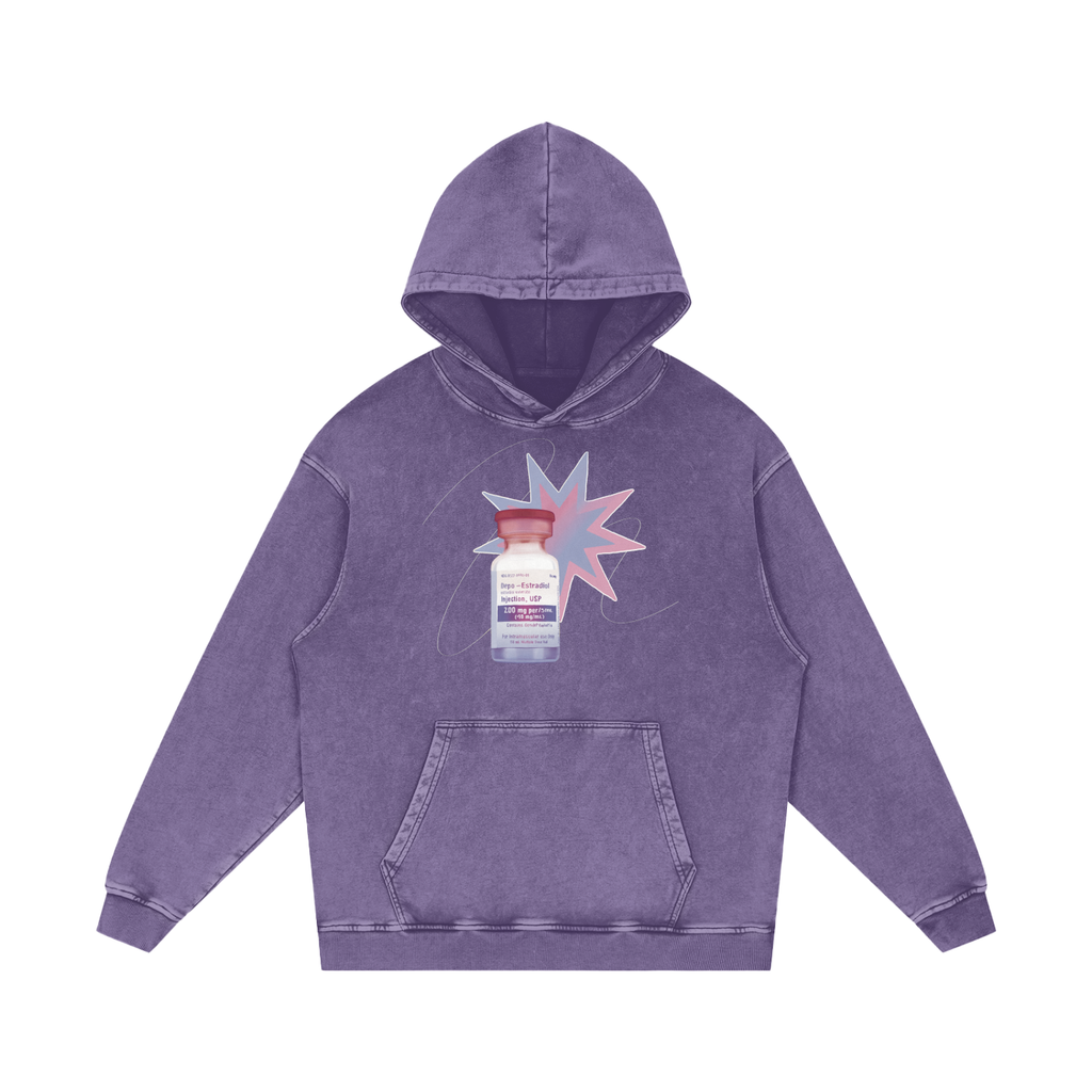 Estradiol Snow Washed Loose Cotton Hoodie
