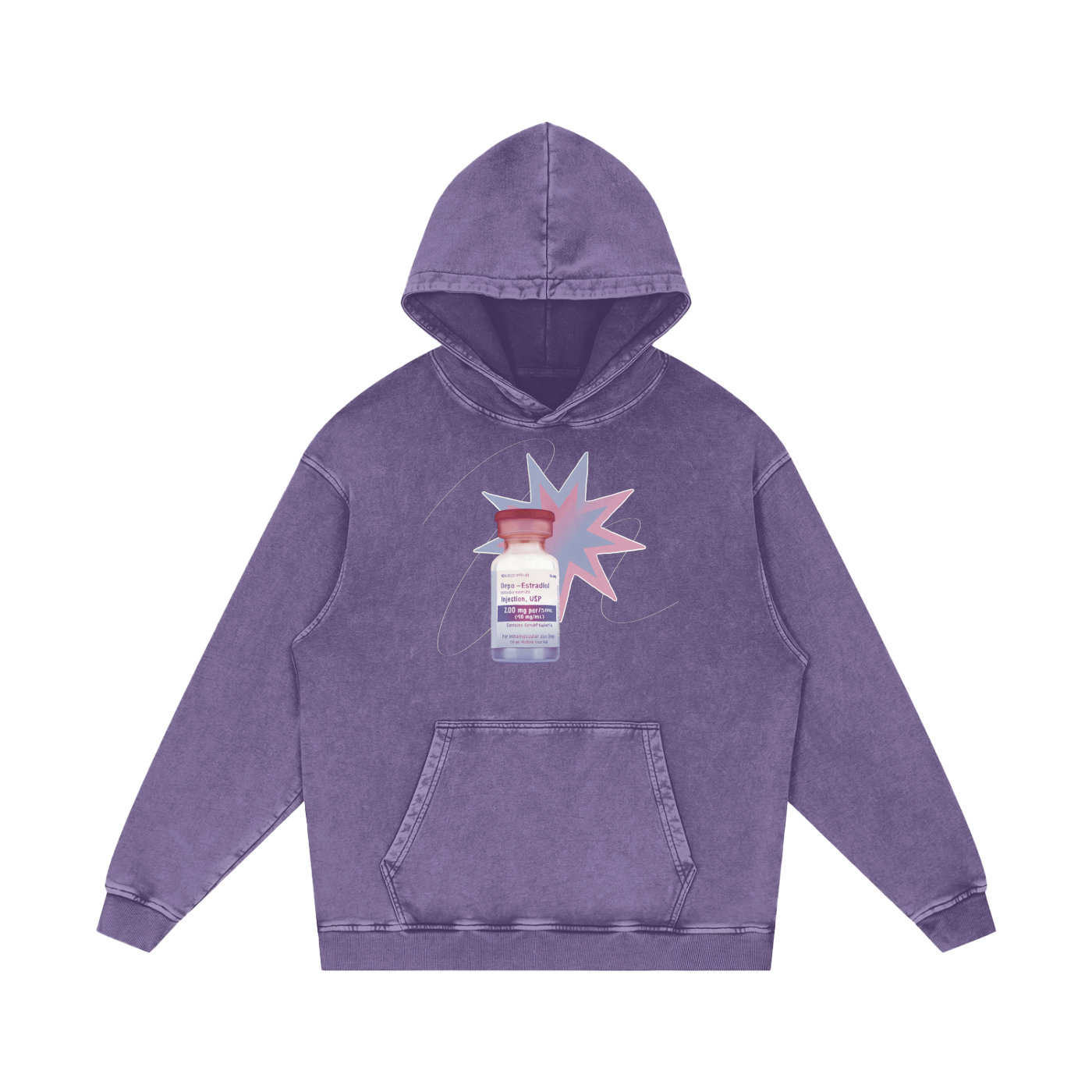 Estradiol Snow Washed Loose Cotton Hoodie