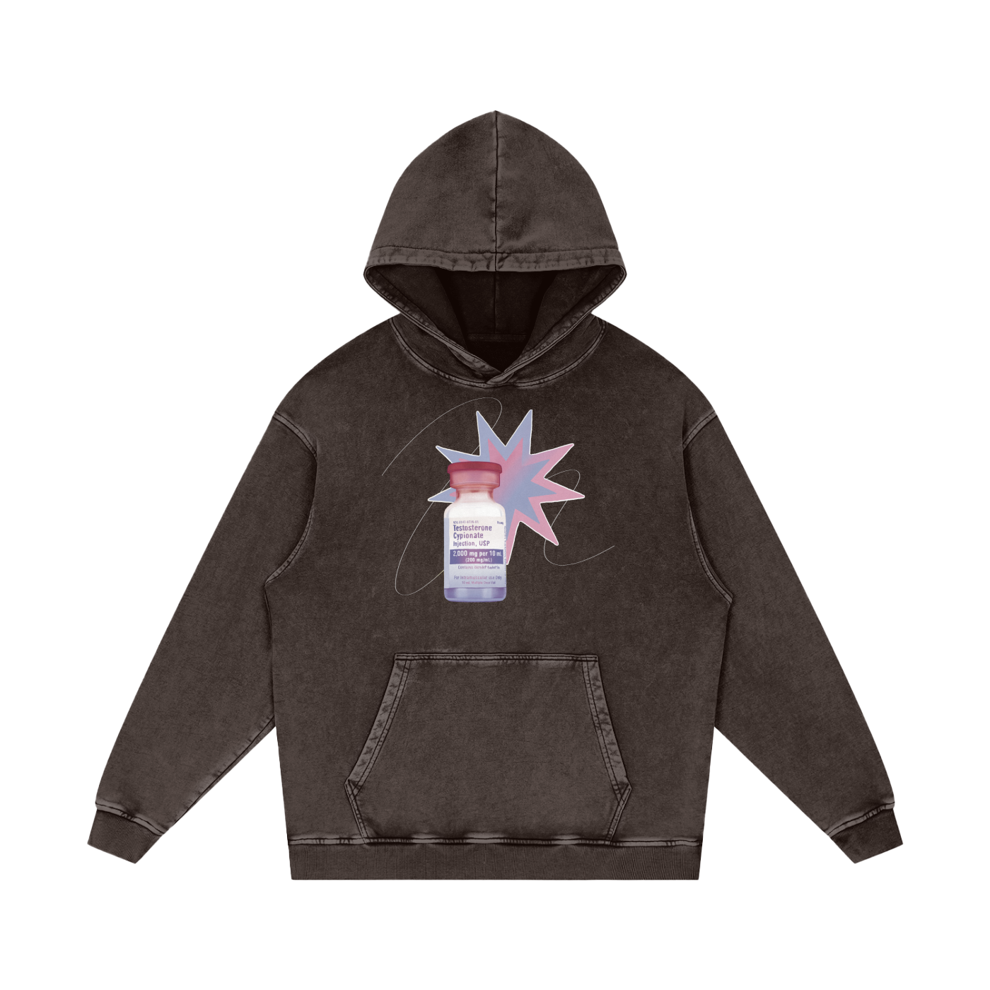Testosterone Snow Washed Loose Cotton Hoodie
