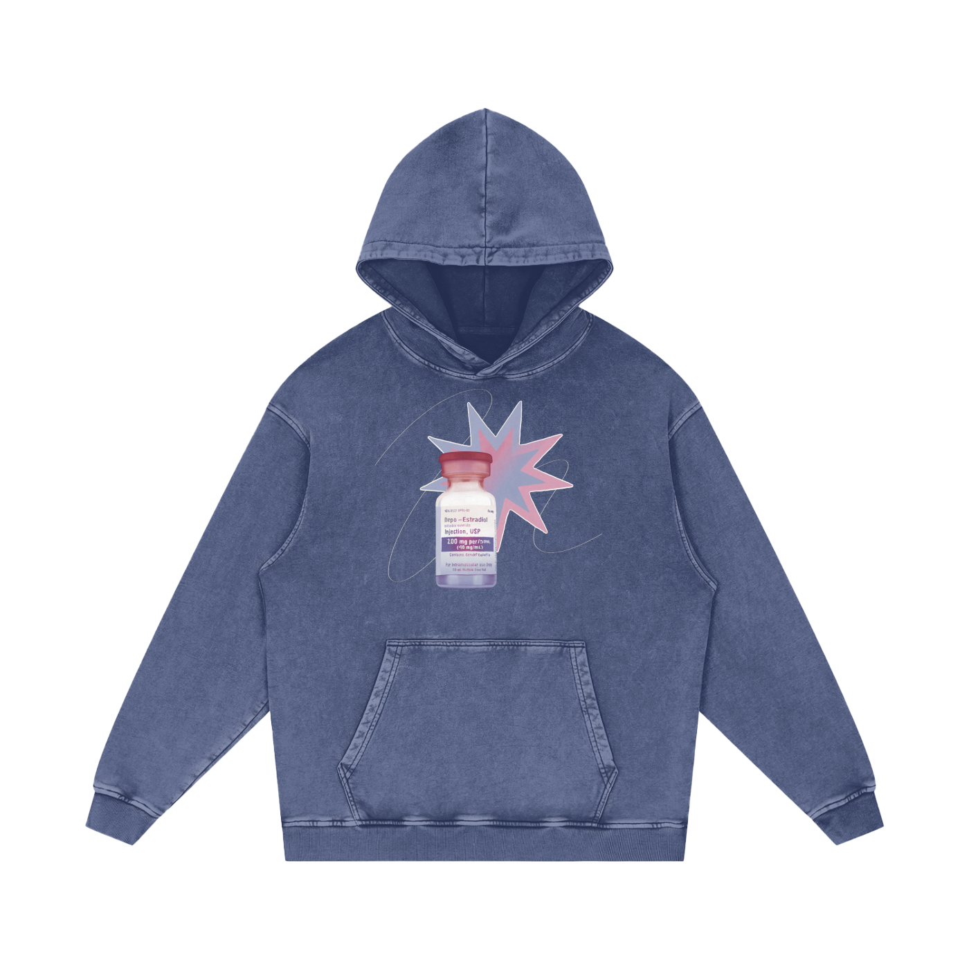 Estradiol Snow Washed Loose Cotton Hoodie