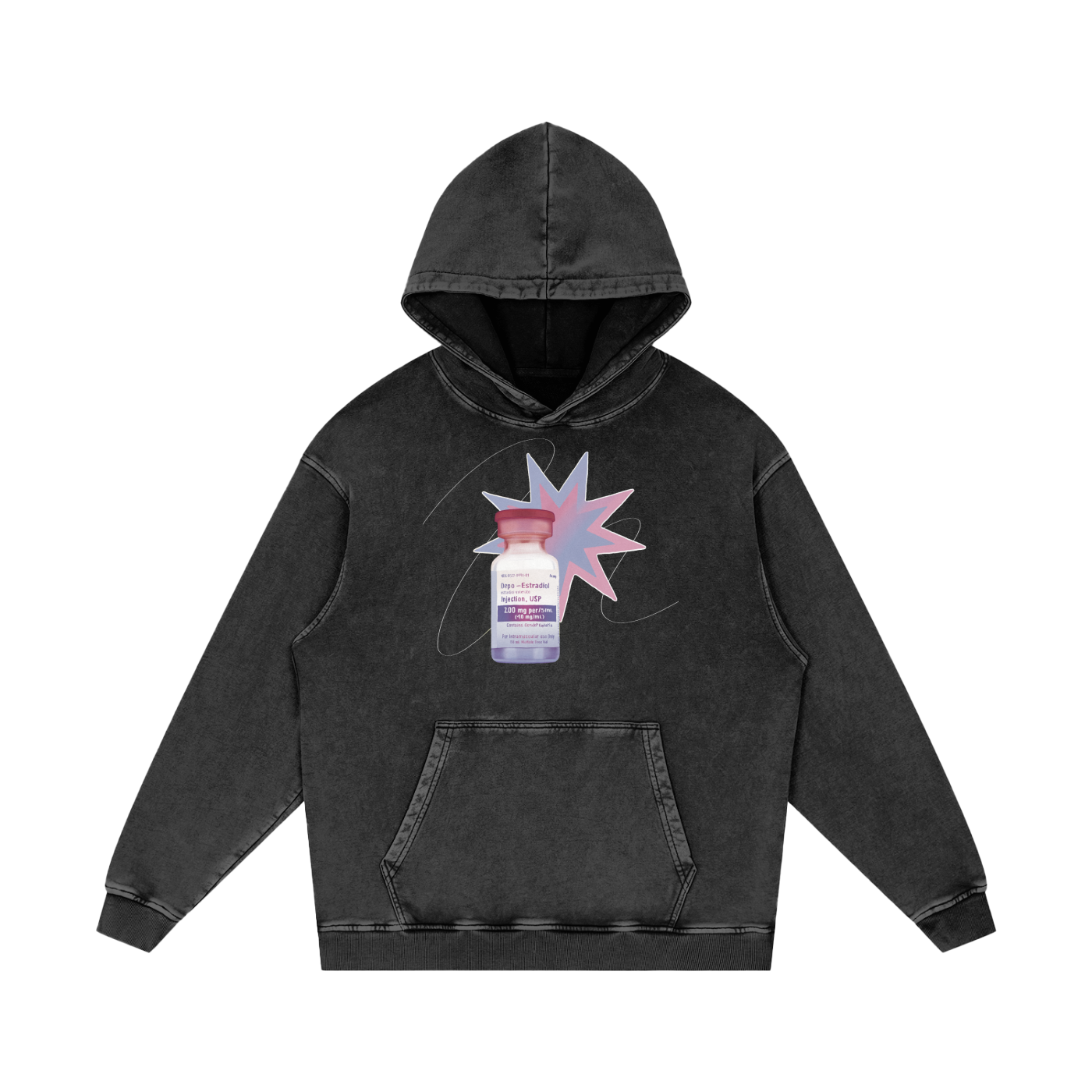 Estradiol Snow Washed Loose Cotton Hoodie