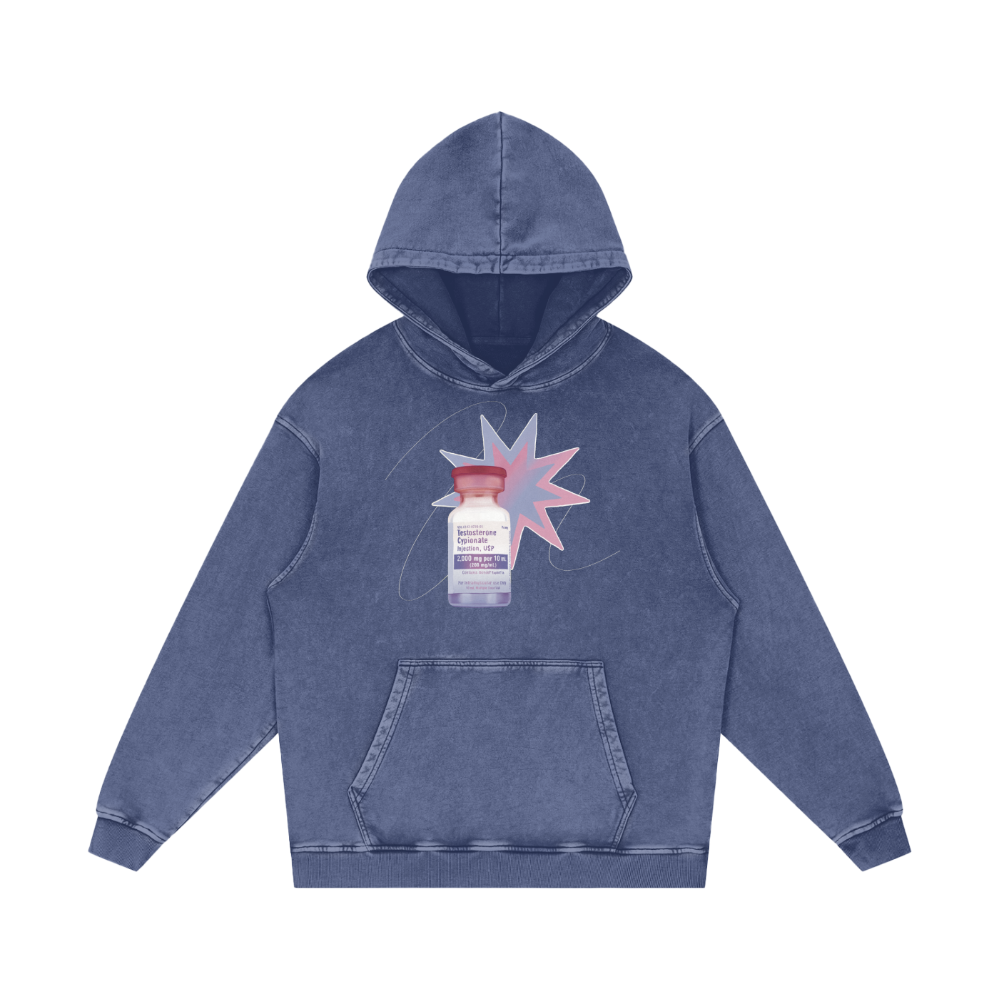Testosterone Snow Washed Loose Cotton Hoodie