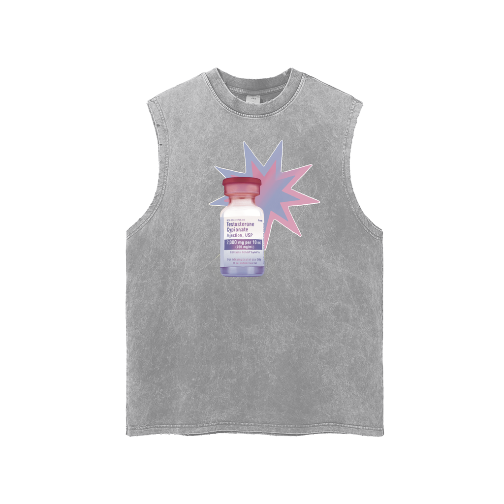 Testosterone Snow Washed Frayed Hem Tank Top