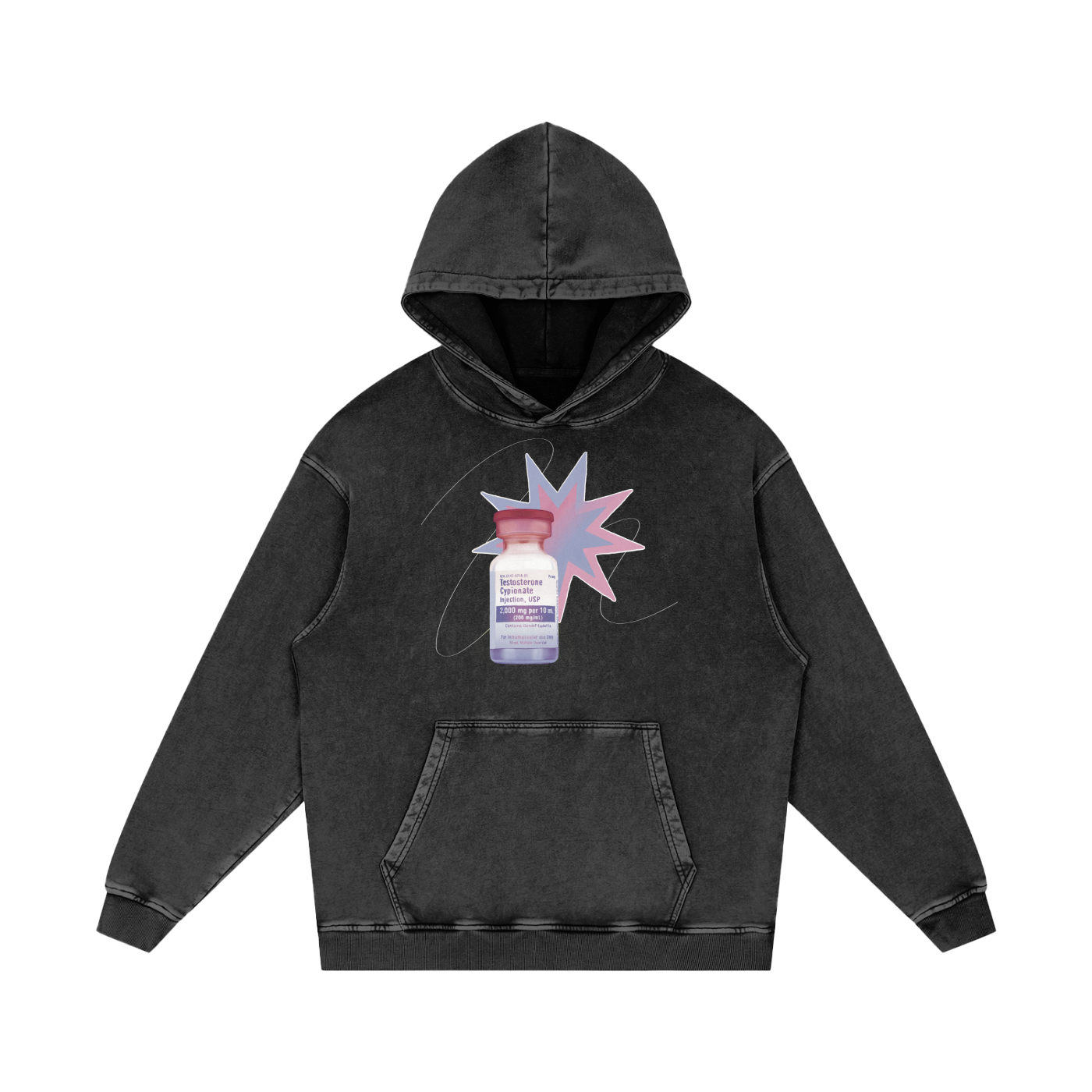 Testosterone Snow Washed Loose Cotton Hoodie