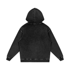 Blueberry Snow Washed Loose Cotton Pull Over Hoodie