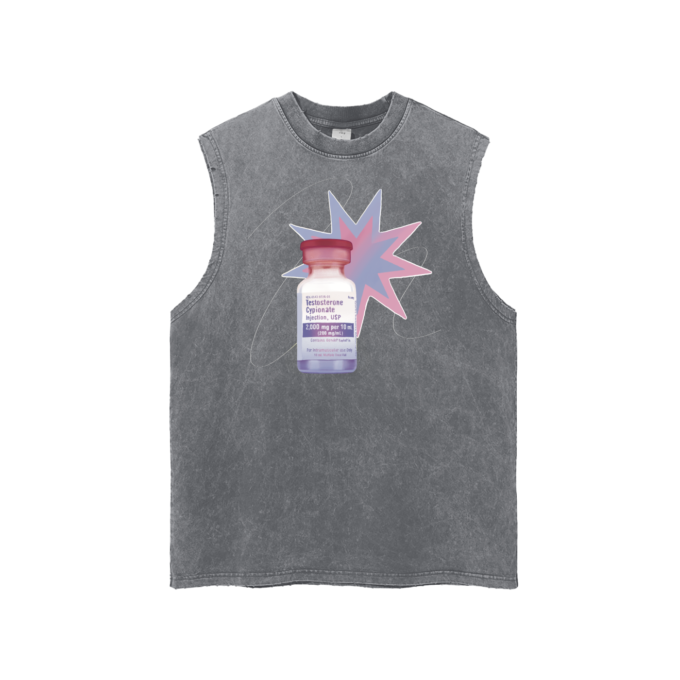 Testosterone Snow Washed Frayed Hem Tank Top