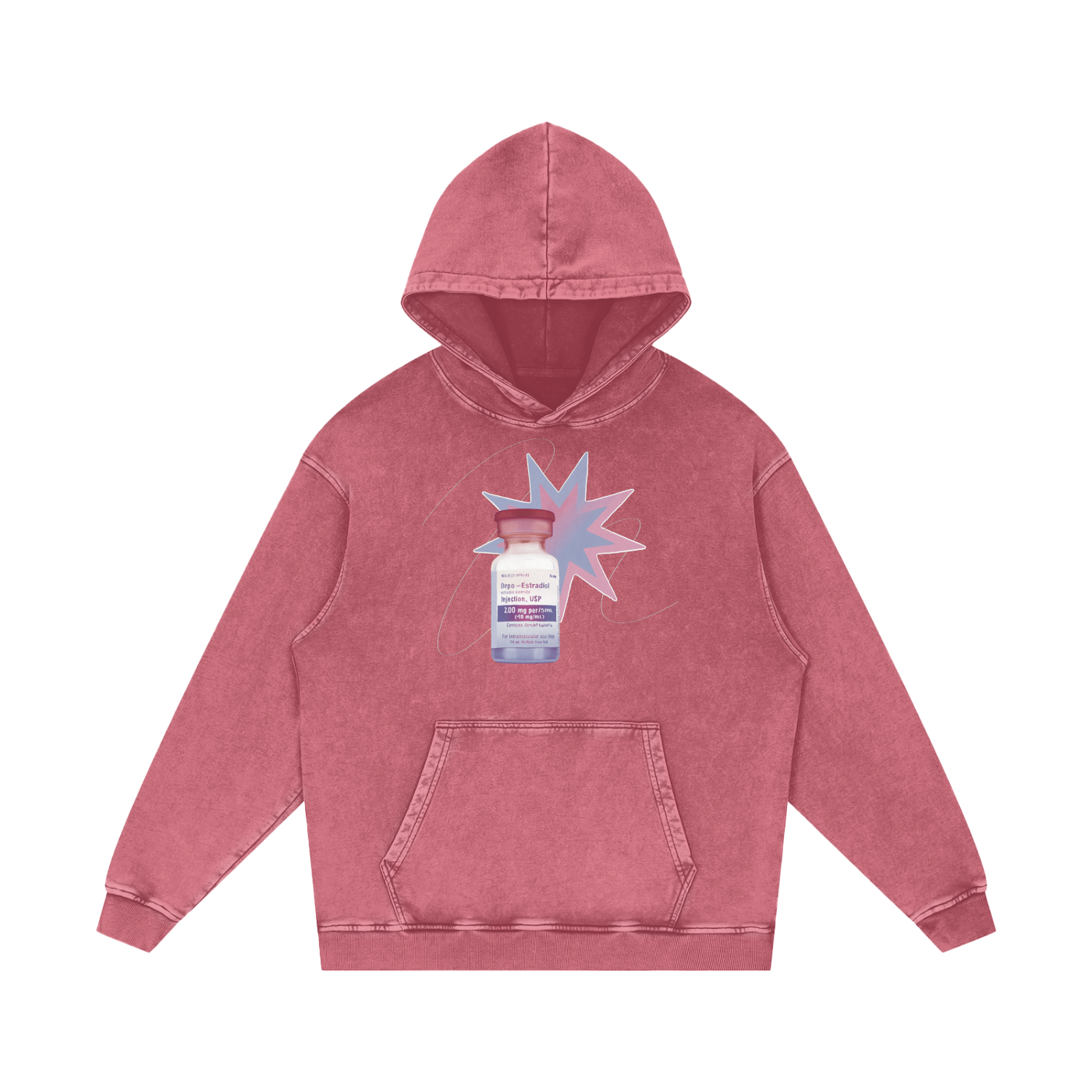 Estradiol Snow Washed Loose Cotton Hoodie