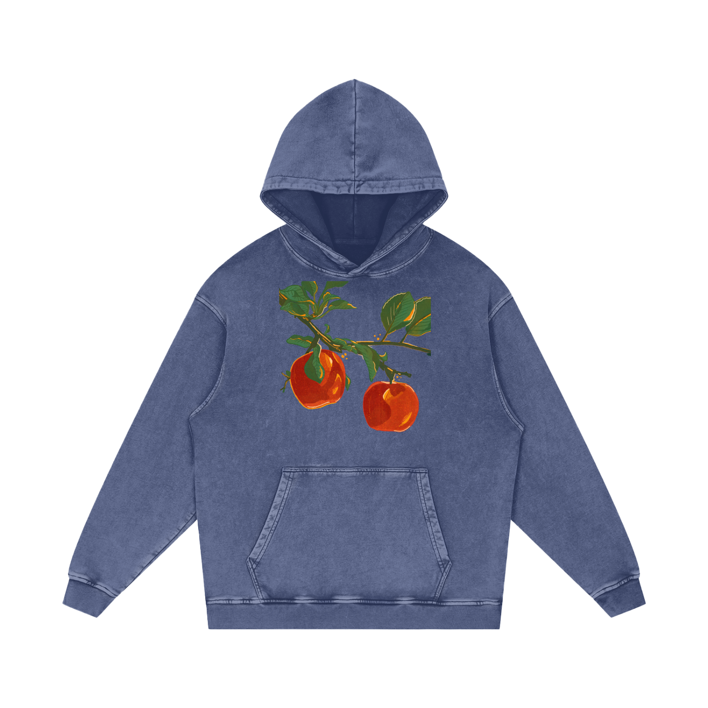 Apple Snow Washed Loose Cotton Hoodie