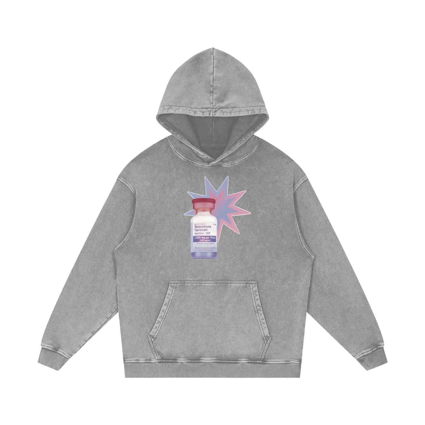 Testosterone Snow Washed Loose Cotton Hoodie