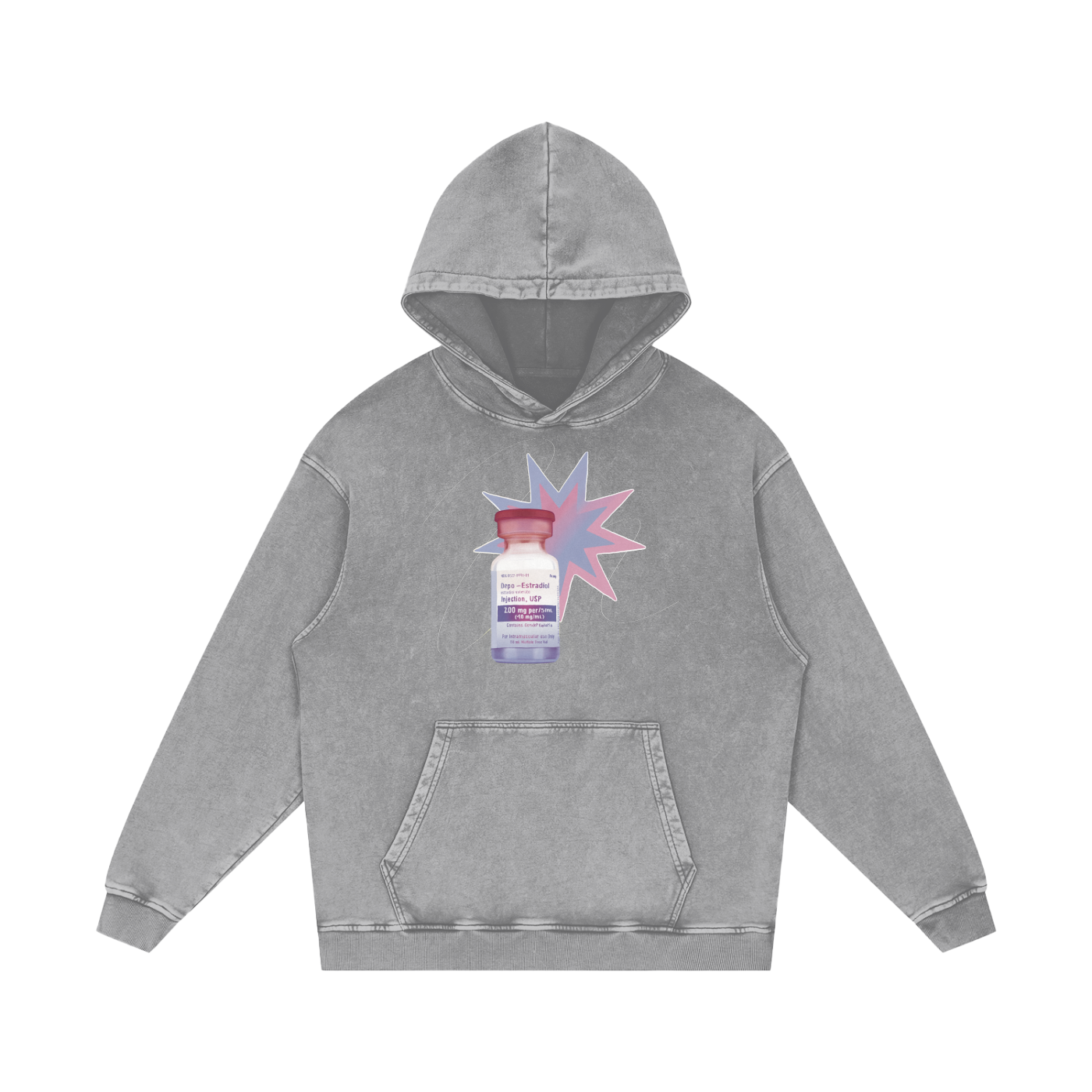 Estradiol Snow Washed Loose Cotton Hoodie